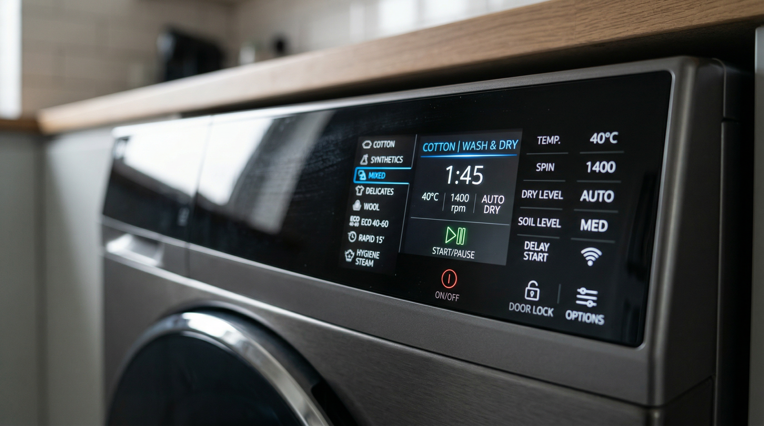 Samsung washer dryer touchscreen smart control panel